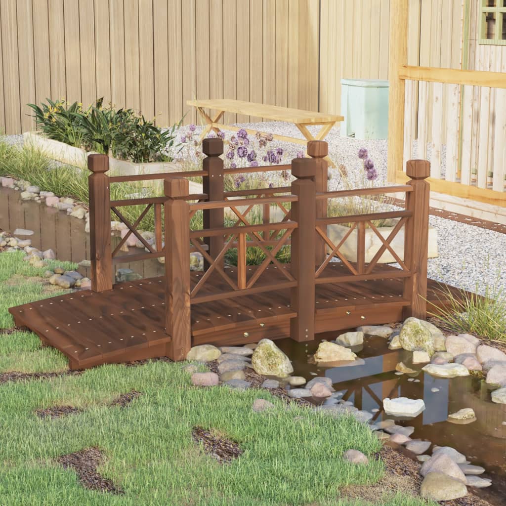 Vetonek Puente de jardín con barandillas madera de abeto 150x67x56cm