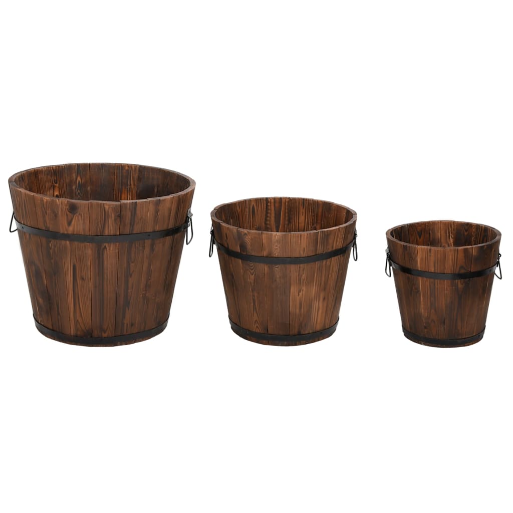Juego de maceteros cubo de madera 3 piezas madera maciza abeto V4778 Vetonek