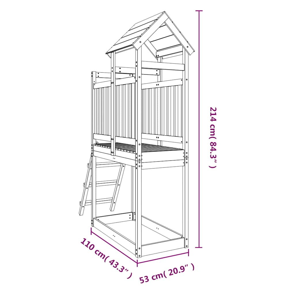 Parque infantil de exterior madera maciza de pino 53x110x214 cm vidaXL