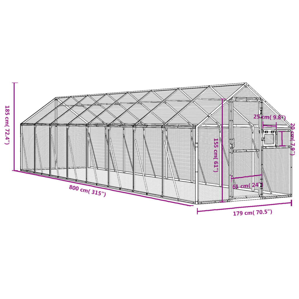 GRAY ALUMINUM BIRD ANTRACITA 1.79x8X1.85 m