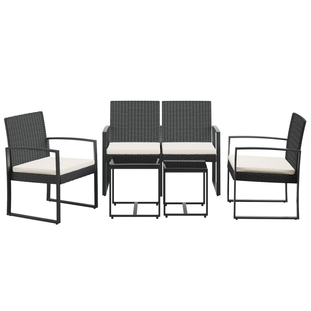 Set comedor de jardín 5 pzas con cojines PP aspecto ratán negro vidaXL