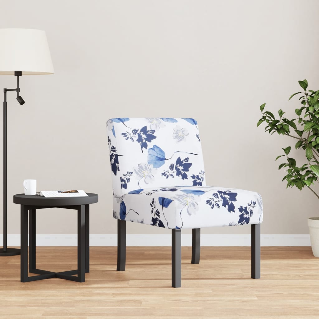 Vetonek Silla tapizada de tela con estampado de flores azul