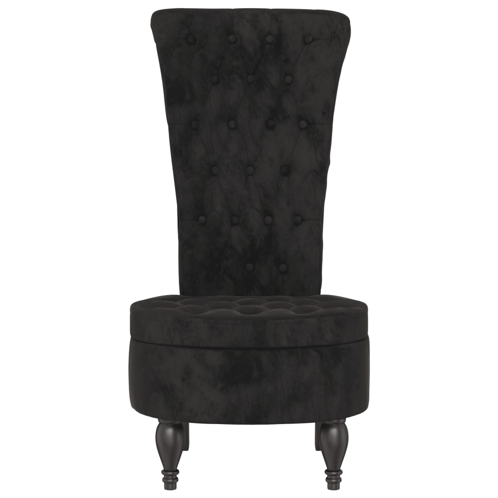 High backup armchair with black velvet buttons