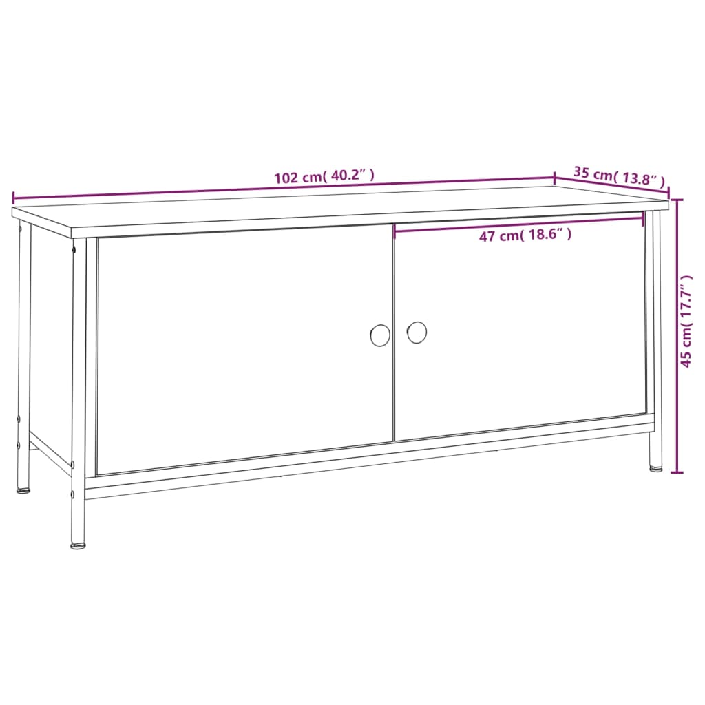 Mobili TV con porte in legno nero 102x35x45 cm