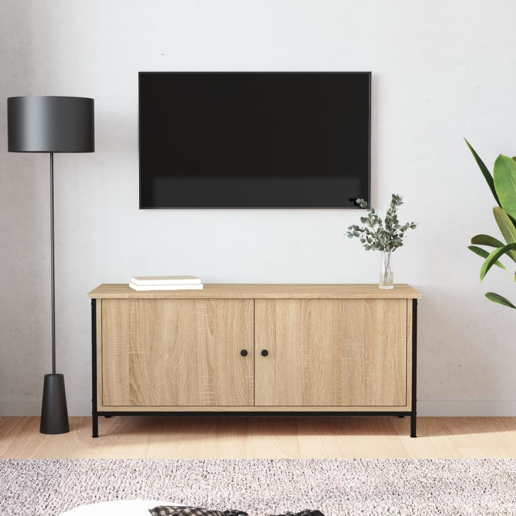 Vetonek Mueble TV con puertas contrachapada roble Sonoma 102x35x45 cm