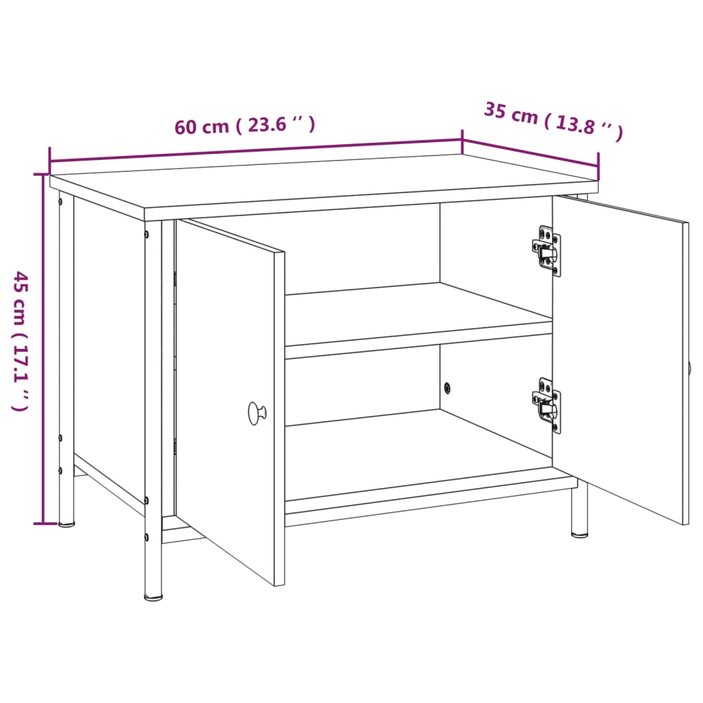 Mueble de TV madera marrón roble 60x35x45 cm