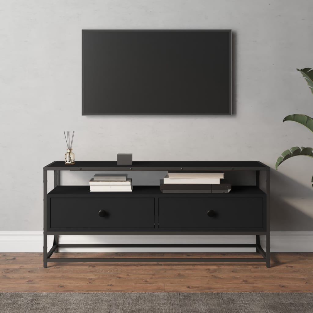 Vetonek Mueble de TV madera contrachapada negro 100x35x45 cm