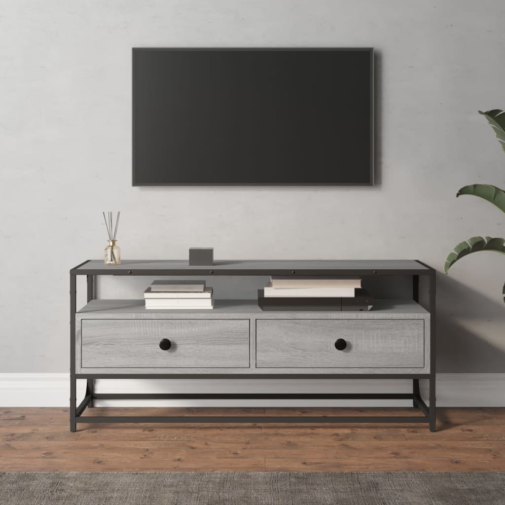 Vetonek Mueble de TV madera contrachapada gris Sonoma 100x35x45 cm