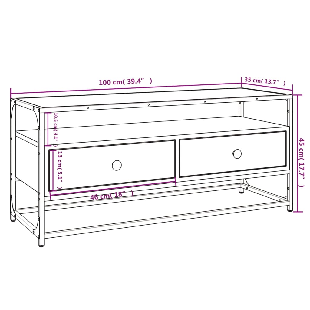 Mueble de TV madera gris Sonoma 100x35x45 cm