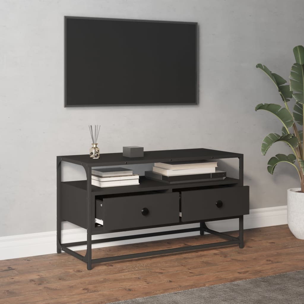 Mueble para TV madera negro 80x35x45 cm