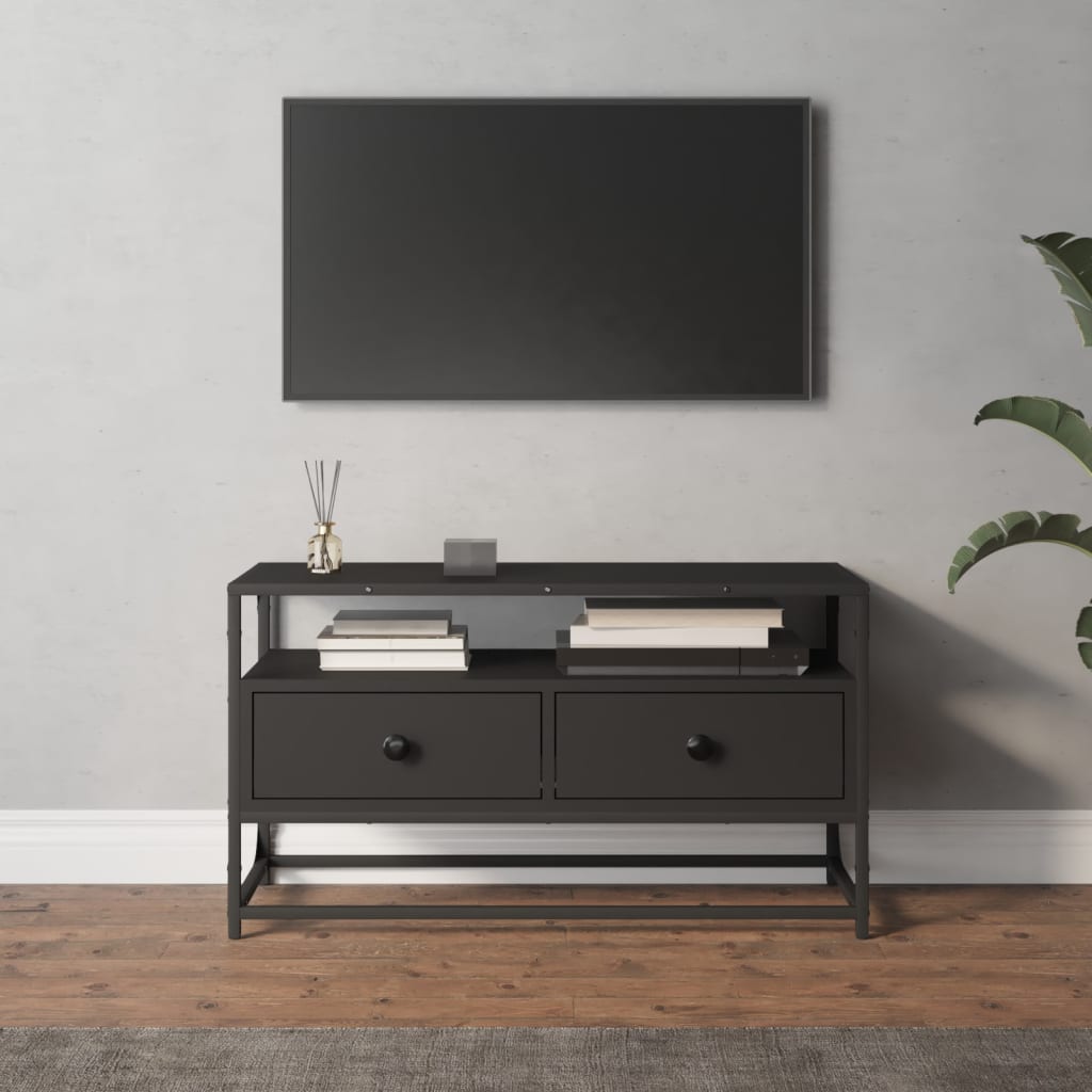 Vetonek Mueble para TV madera contrachapada negro 80x35x45 cm