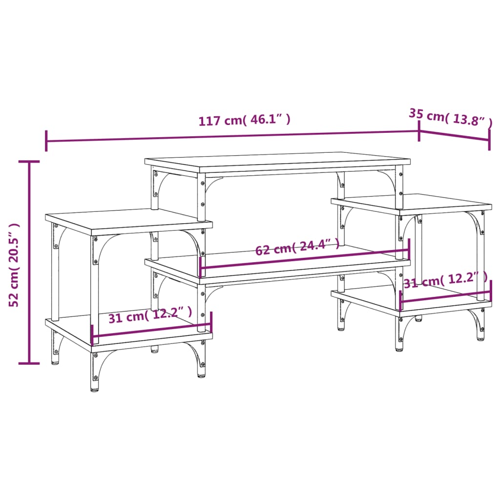 Mueble para TV madera negro 117x35x52 cm vidaXL