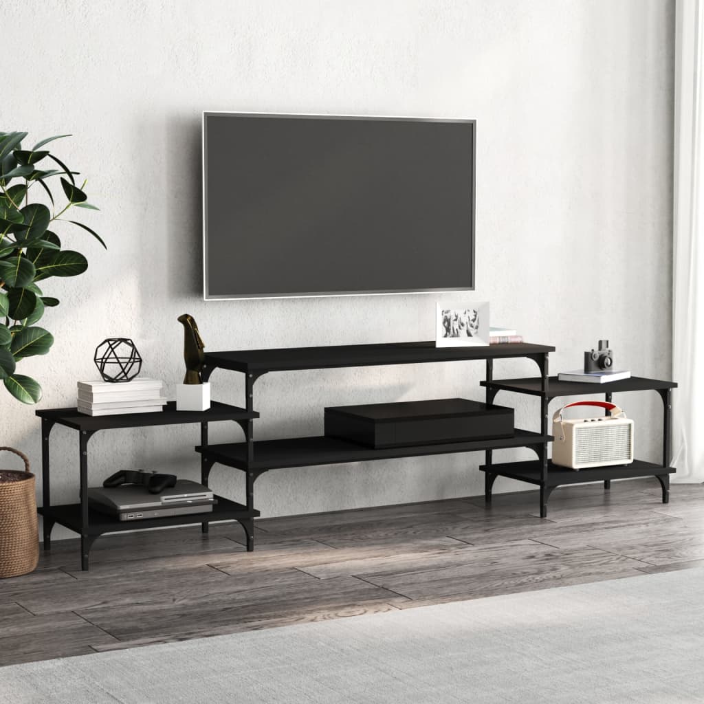 Vetonek Mueble para TV madera contrachapada negro 197x35x52 cm