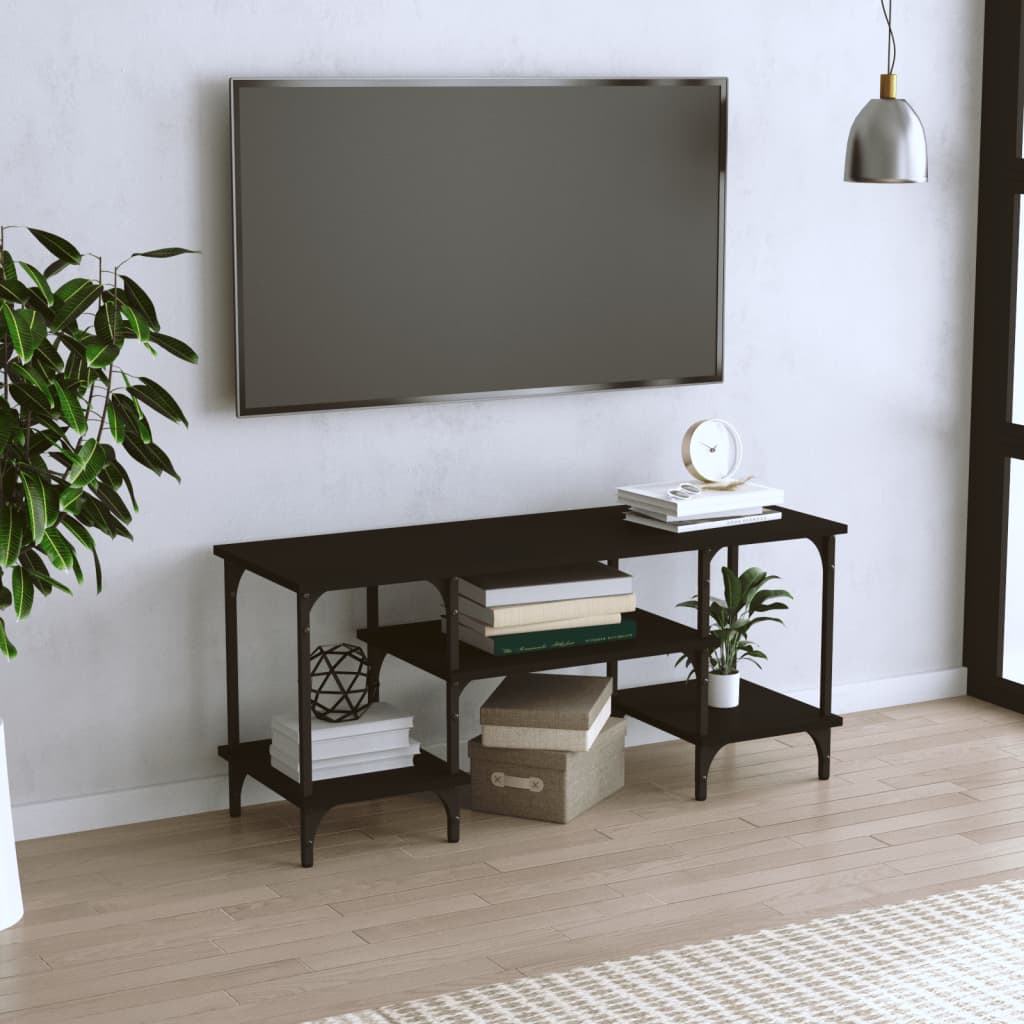 Vetonek Mueble de TV madera contrachapada negro 102x35x45,5 cm