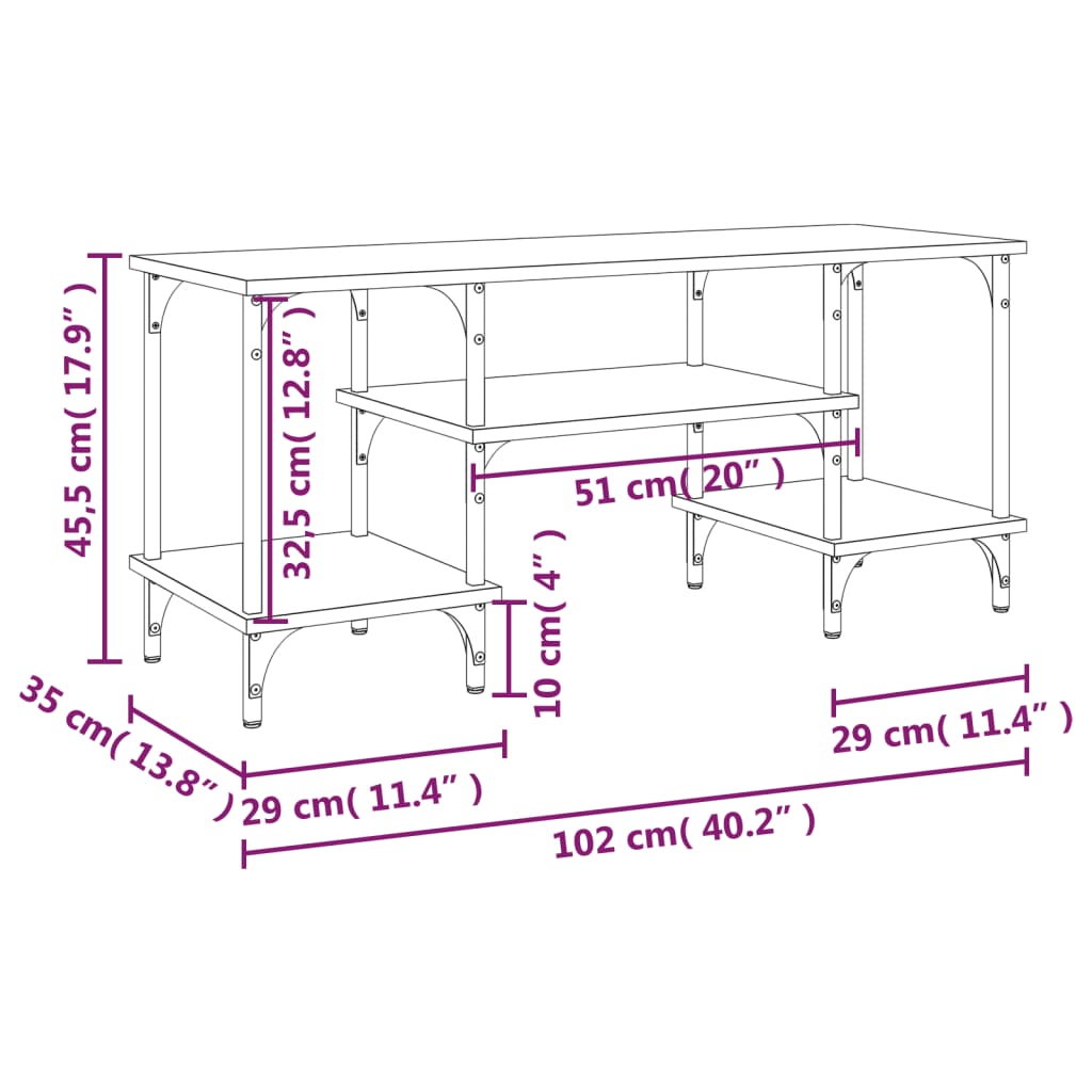 Mobles de TV Oak de fusta marró 102x35x45,5 cm