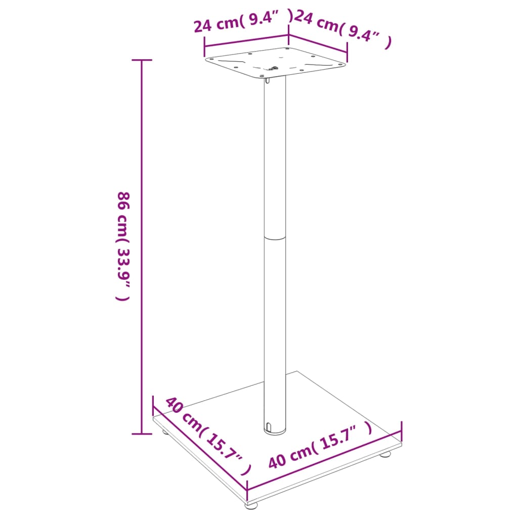 Soportes de altavoces 2 uds vidrio templado plata negro 1 pilar