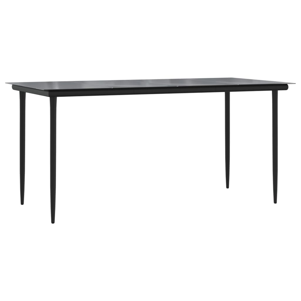 Juego de comedor jardín 7 pzas acero y cuerda de algodón negro vidaXL