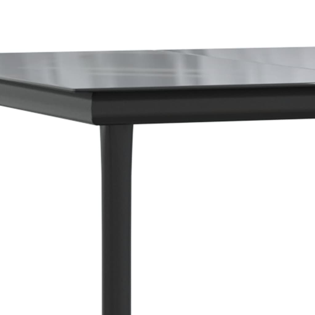 Juego de comedor jardín 7 pzas acero y cuerda de algodón negro vidaXL