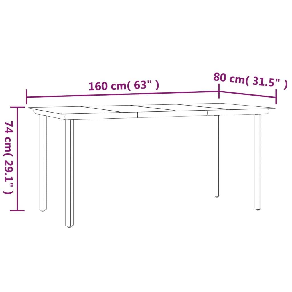 Juego de comedor para jardín 5 piezas ratán sintético gris