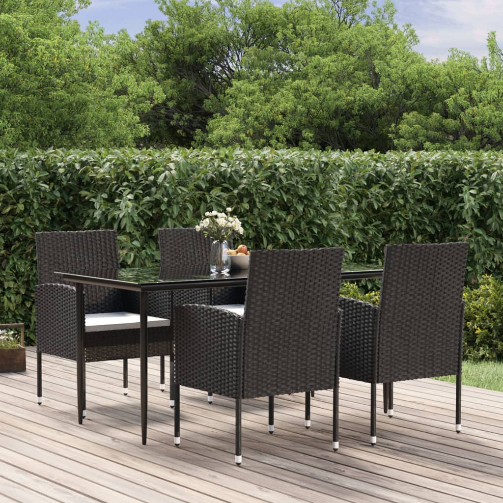 Vetonek Set de muebles jardín 5 pzas con cojines ratán sintético negro