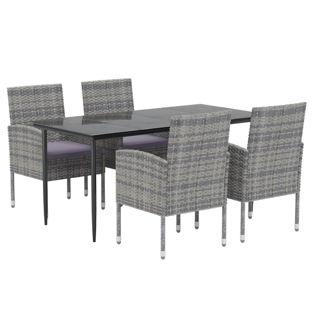 Set de comedor jardín 5 pzas cojines ratán sintético antracita vidaXL