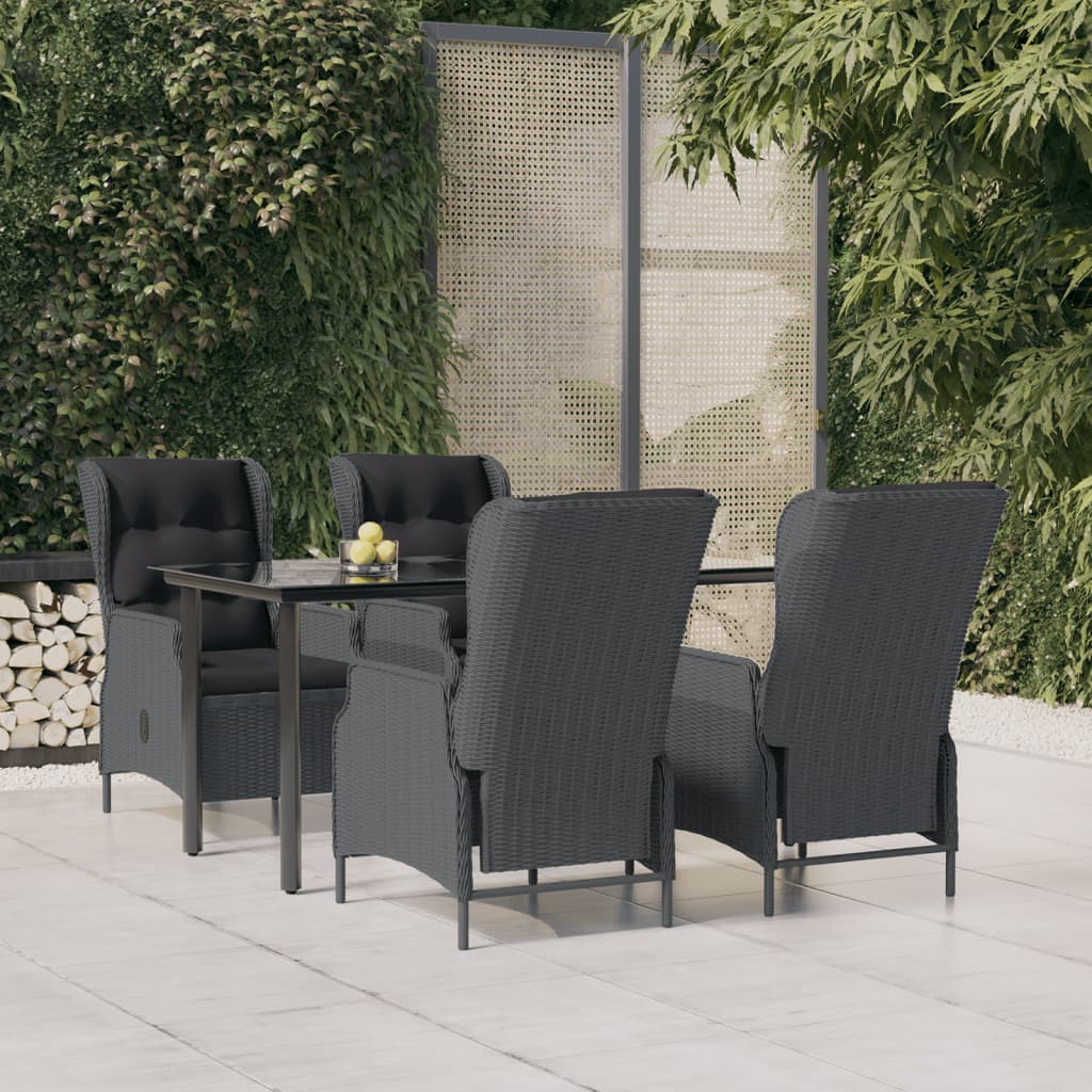 Vetonek Set de comedor para jardín 5 piezas ratán sintético gris oscuro