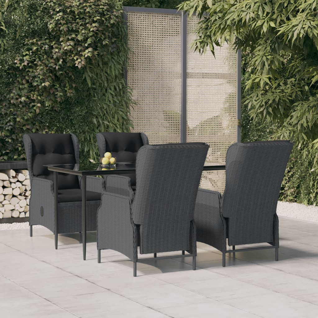 Vetonek Set de comedor para jardín 5 piezas ratán sintético gris oscuro