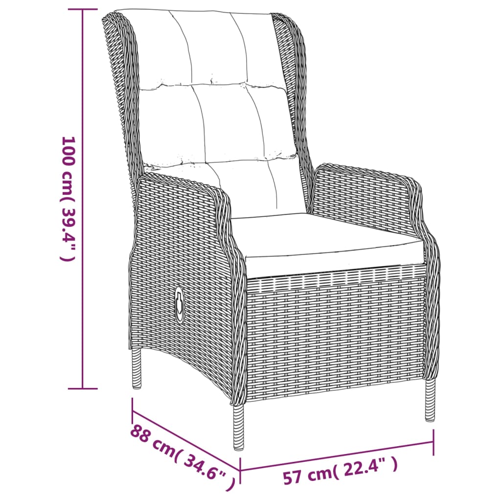 Juego de comedor de jardín 5 piezas ratán sintético gris claro vidaXL