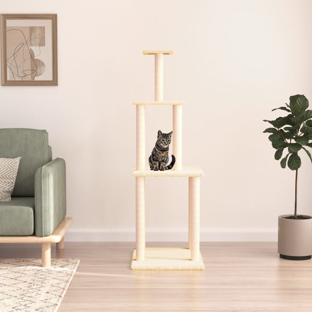 Vetonek Rascador para gatos con postes de sisal color crema 149 cm