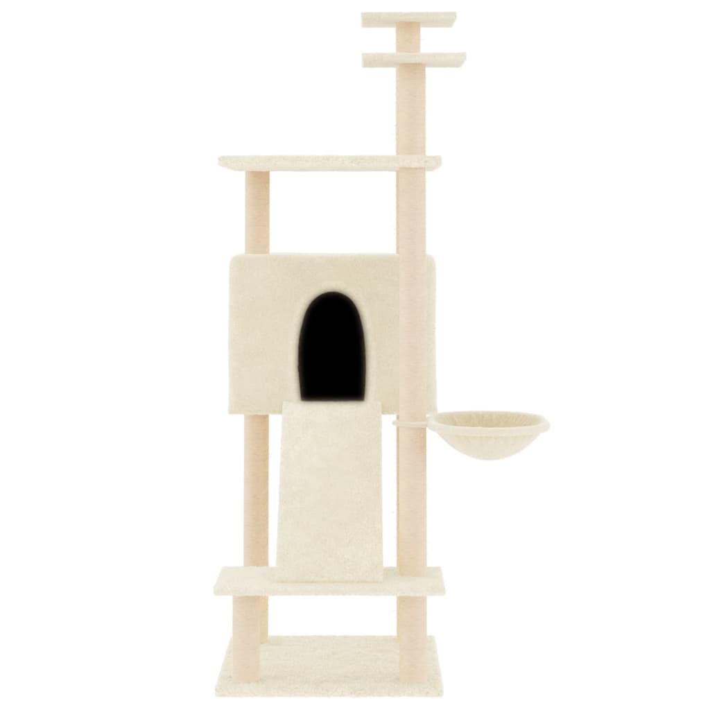 Rascador para gatos con postes de sisal crema 153 cm - Vetonek