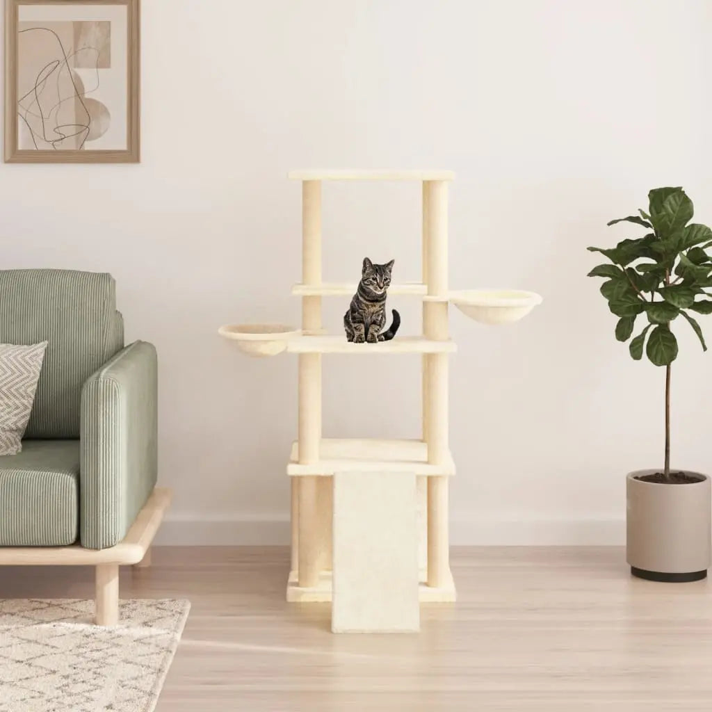 Vetonek Rascador para gatos con postes de sisal color crema 133 cm