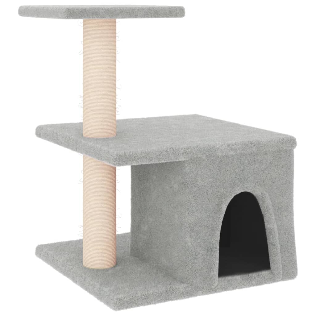 Rascador para gatos con postes de sisal gris claro 48 cm vidaXL