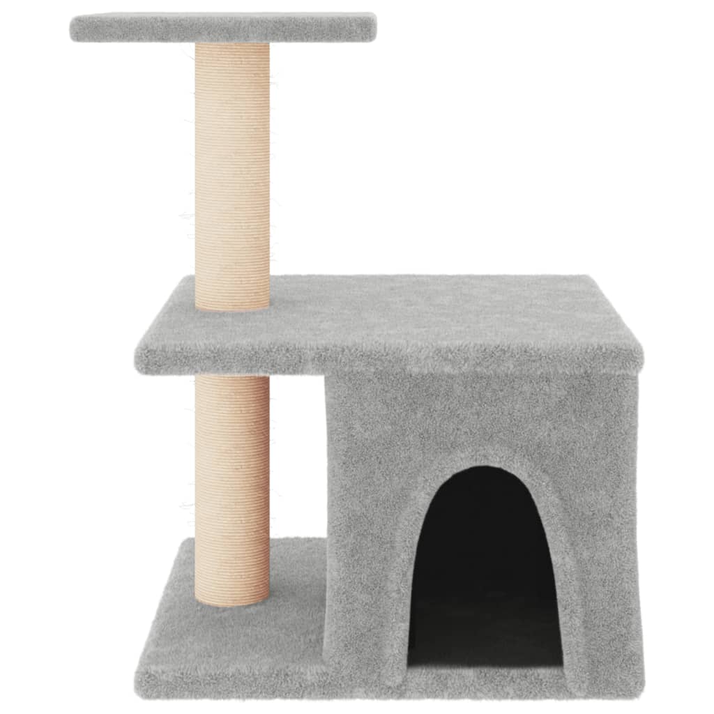 Rascador para gatos con postes de sisal gris claro 48 cm vidaXL