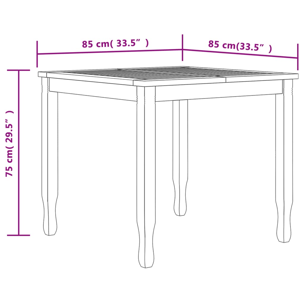 Juego de comedor para jardín 3 pzas madera maciza de teca vidaXL