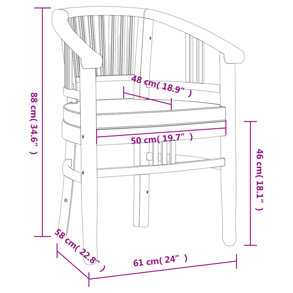 Juego de comedor para jardín 3 pzas madera maciza de teca vidaXL