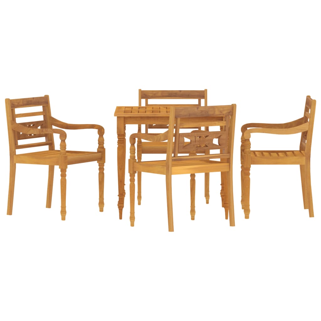 Juego de comedor para jardín 5 piezas madera maciza de teca vidaXL