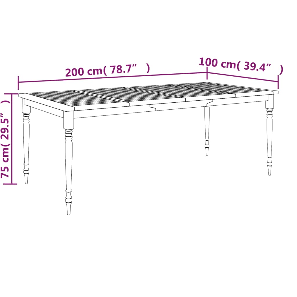 Juego de comedor de jardín 7 piezas madera maciza de teca - Vetonek