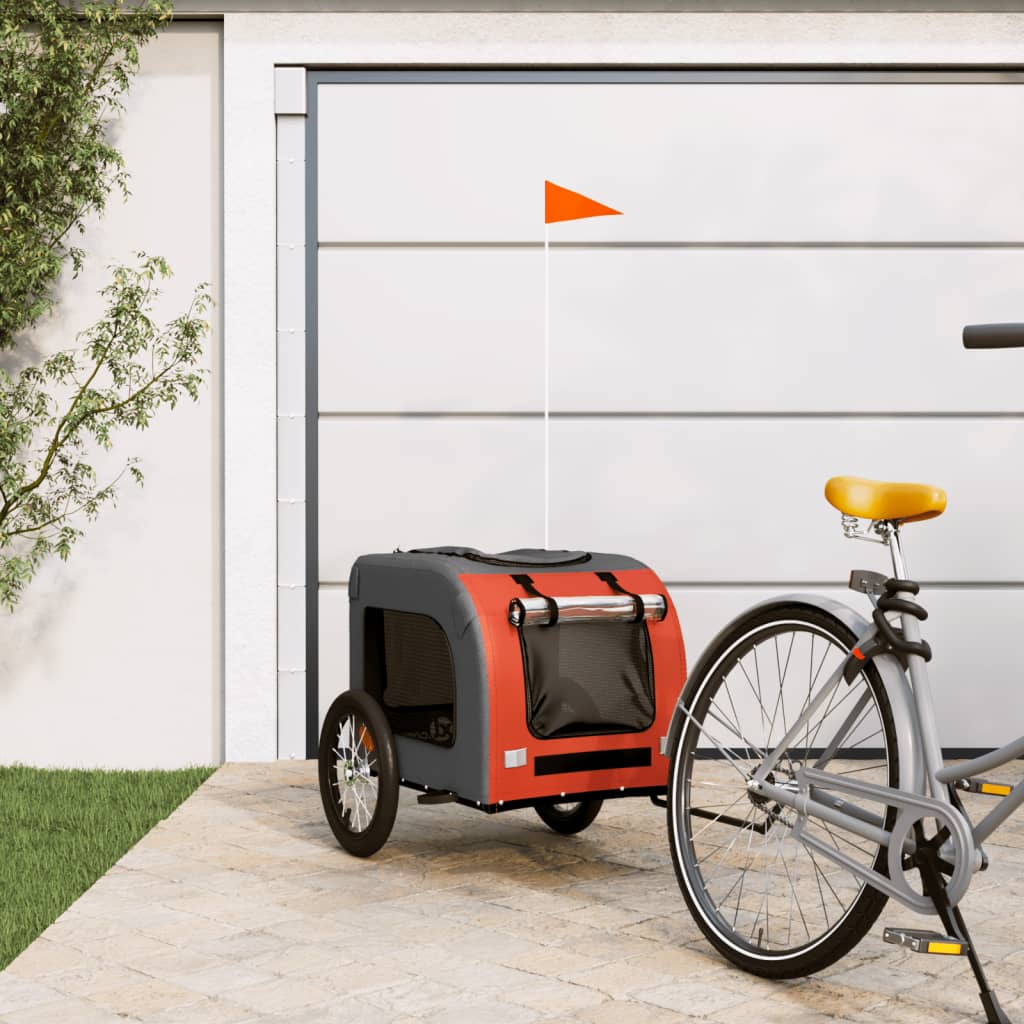 Vetonek Remolque de bicicleta mascotas hierro tela Oxford naranja gris