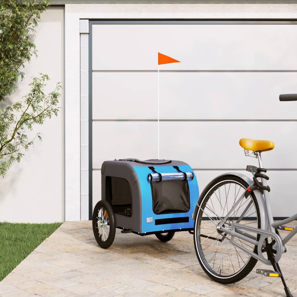 Vetonek Remolque de bicicleta mascotas hierro tela Oxford azul gris