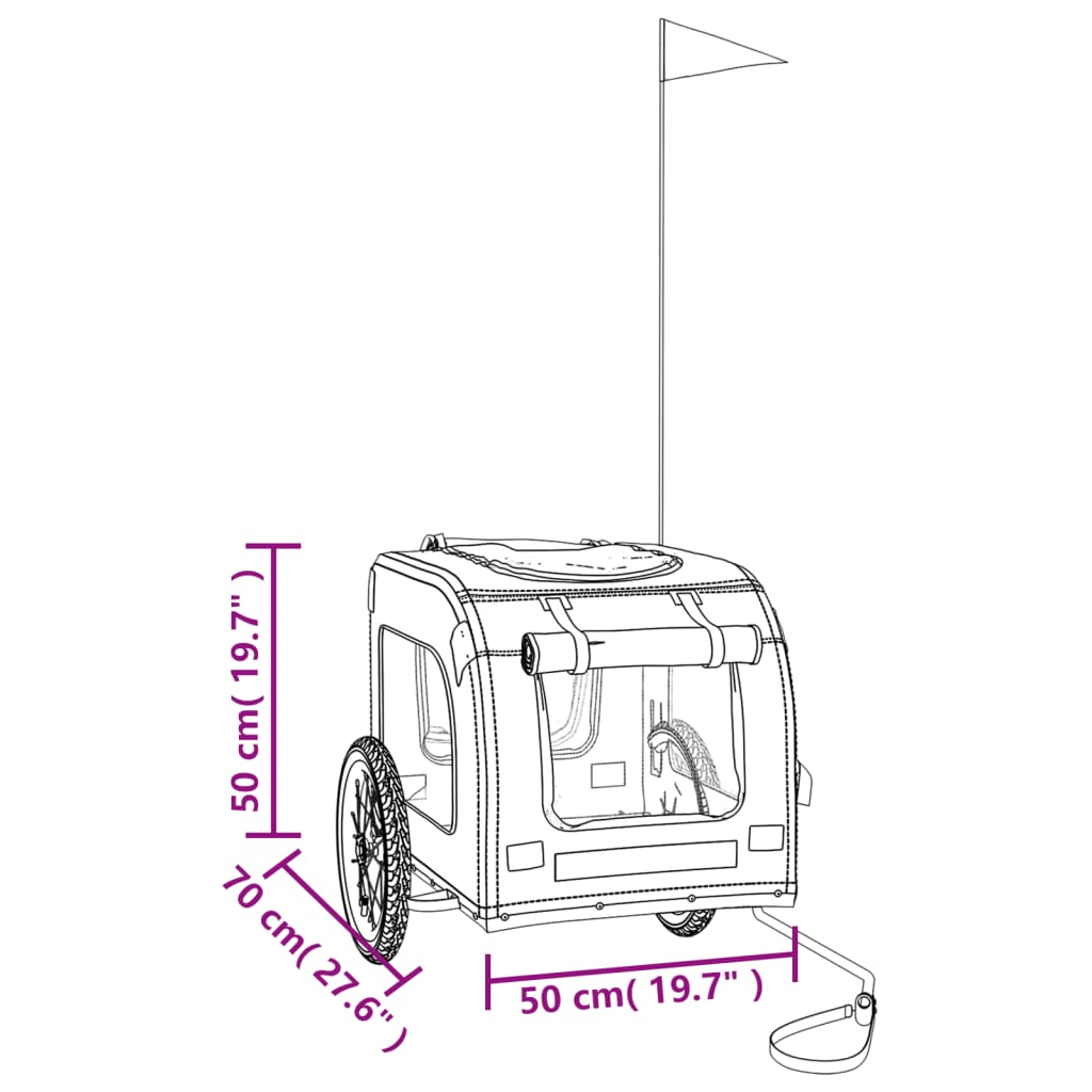 Remolque de bicicleta mascotas hierro tela Oxford verde gris vidaXL