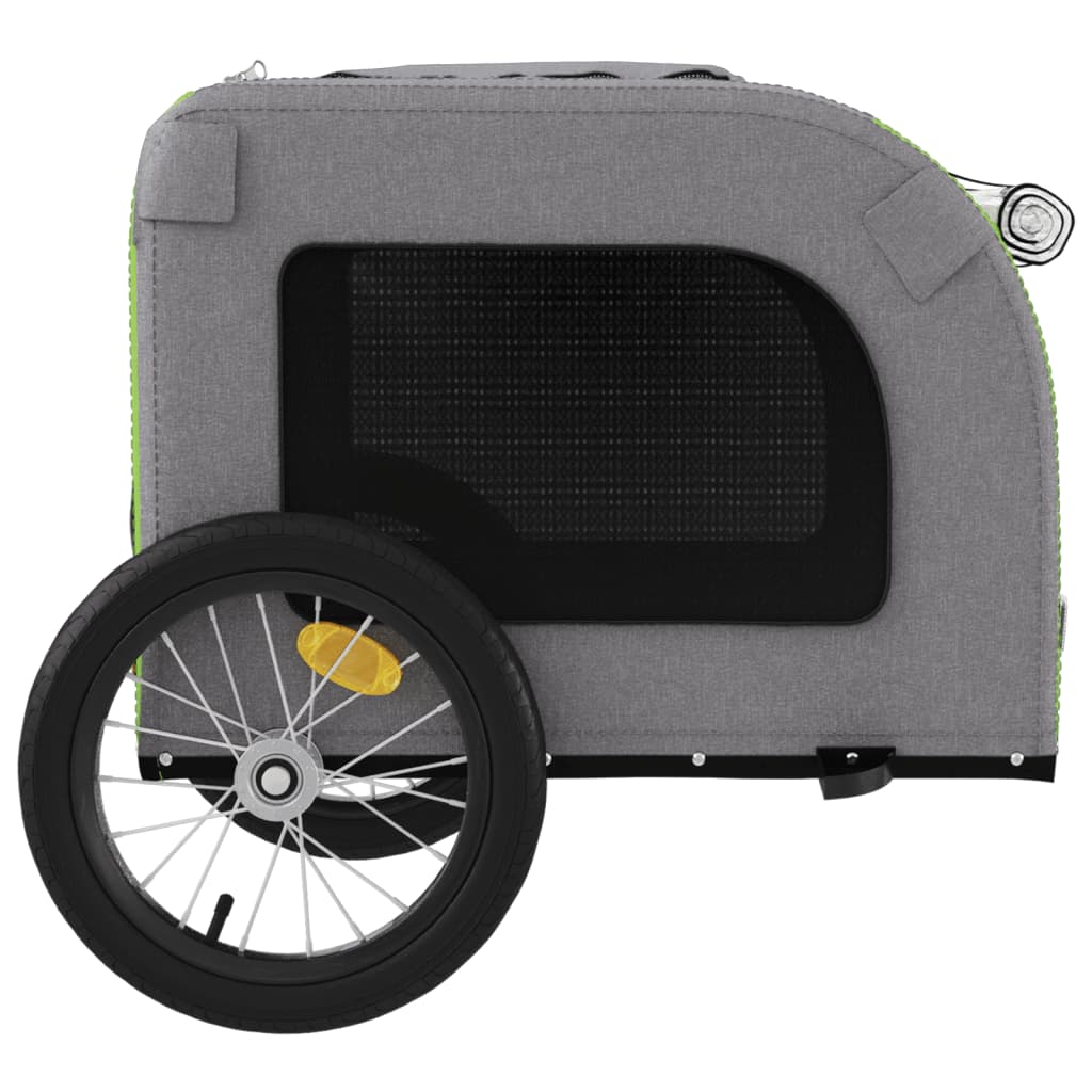 Remolque de bicicleta mascotas hierro tela Oxford verde gris vidaXL