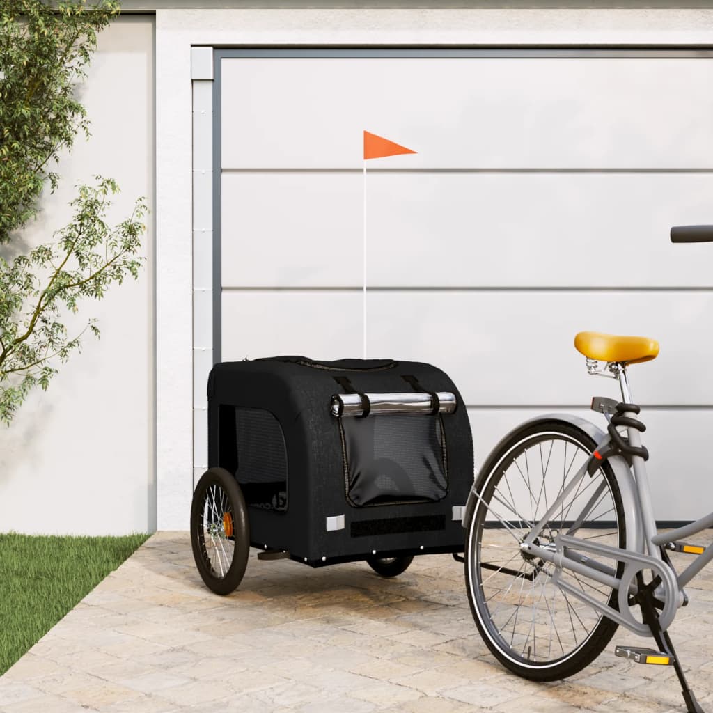 Vetonek Remolque de bicicleta mascotas hierro tela Oxford negro