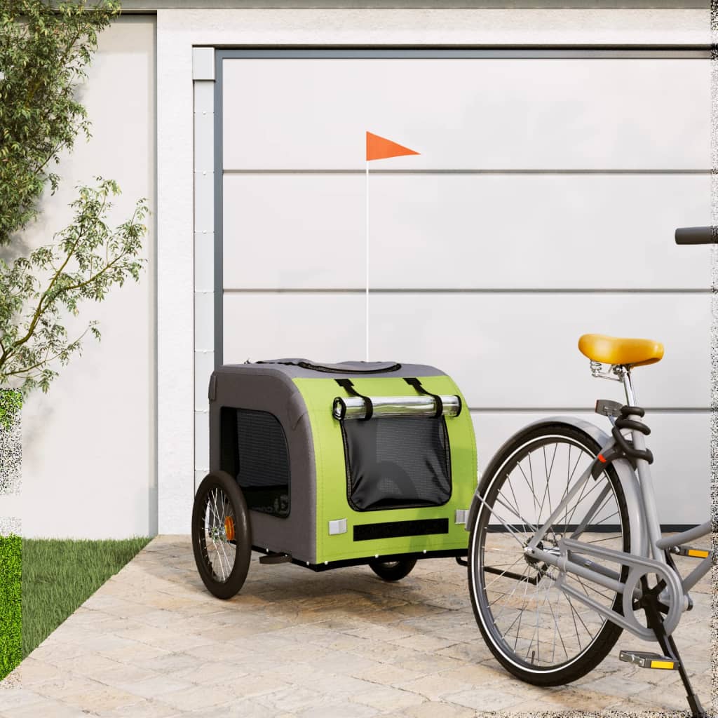 Vetonek Remolque de bicicleta mascotas hierro tela Oxford verde gris