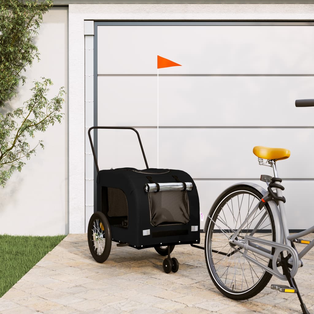 Vetonek Remolque de bicicleta mascotas hierro tela Oxford negro