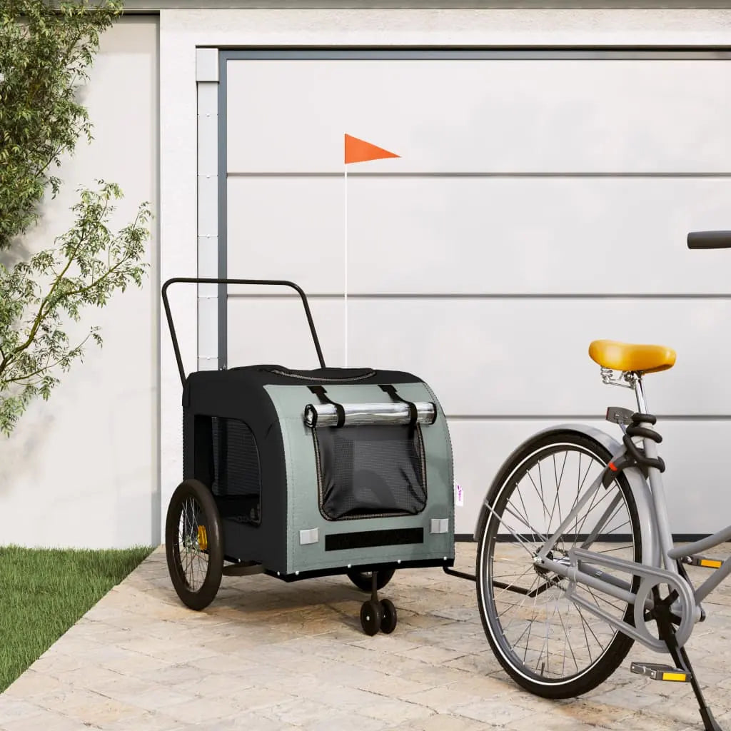 Vetonek Remolque bicicleta para mascotas hierro tela Oxford negro gris