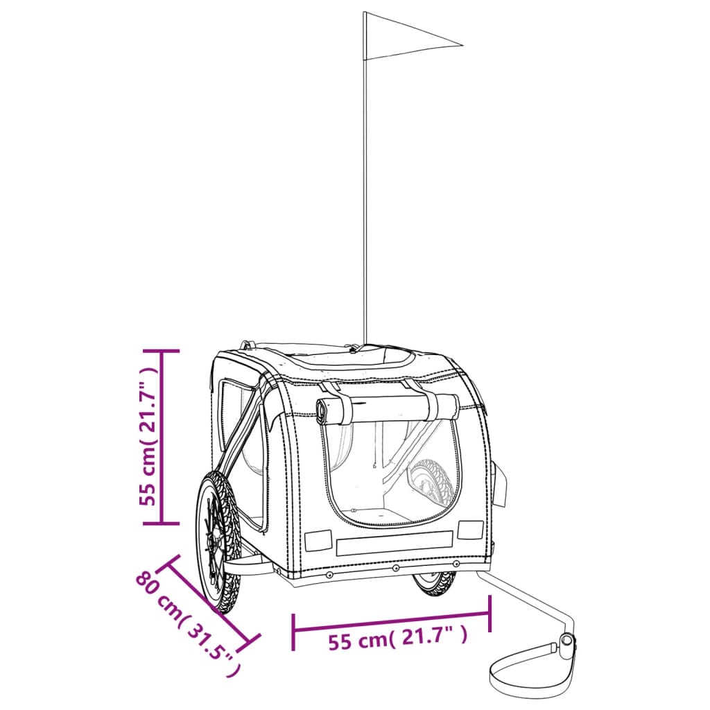 Remolque bicicleta para mascotas hierro tela Oxford negro gris vidaXL