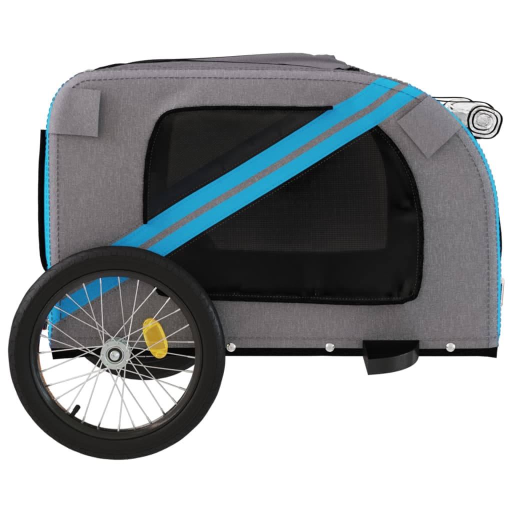 Remolque de bicicleta mascotas hierro tela Oxford azul gris vidaXL