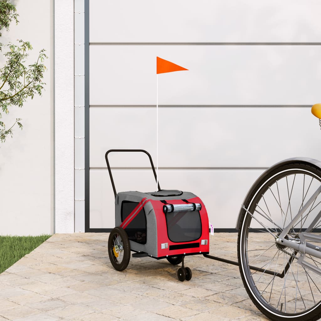 Vetonek Remolque de bicicleta mascotas hierro tela Oxford rojo negro