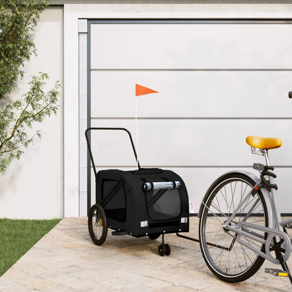 Vetonek Remolque de bicicleta mascotas hierro tela Oxford negro