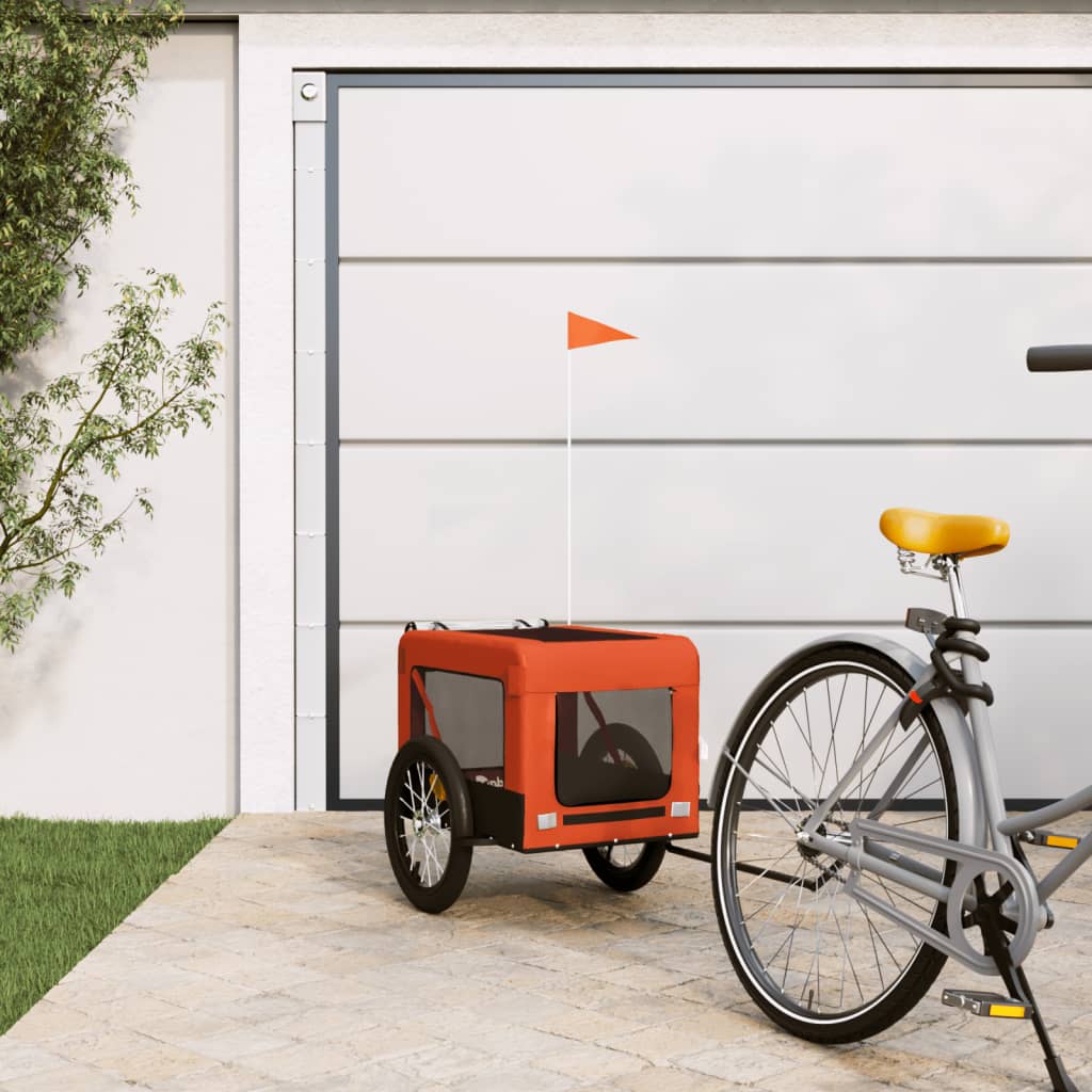 Vetonek Remolque de bicicleta mascotas hierro tela Oxford naranja negro